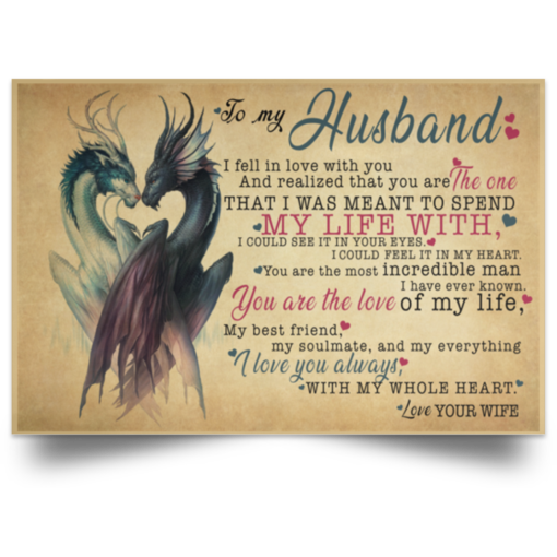Yin and Yang Dragons to my husband I fell in love with you poster