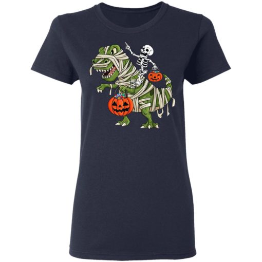Skeleton Riding T-Rex Halloween shirt