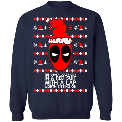 Deadpool the other jolly guy in a red suit Christmas sweatshirt