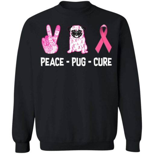Breast Cancer Peace Pug Cure shirt