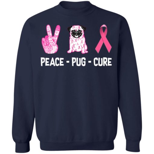 Breast Cancer Peace Pug Cure shirt