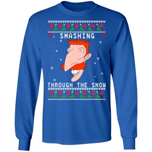Nigel Thornberry smashing through the snow Christmas sweater