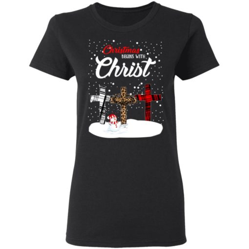 Snowman Christmas begins with Christ sweatshirt