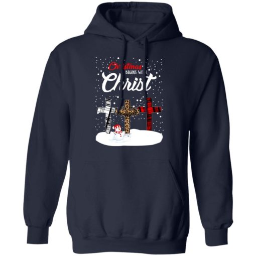 Snowman Christmas begins with Christ sweatshirt