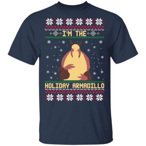 In the holiday Armadillo Christmas sweater
