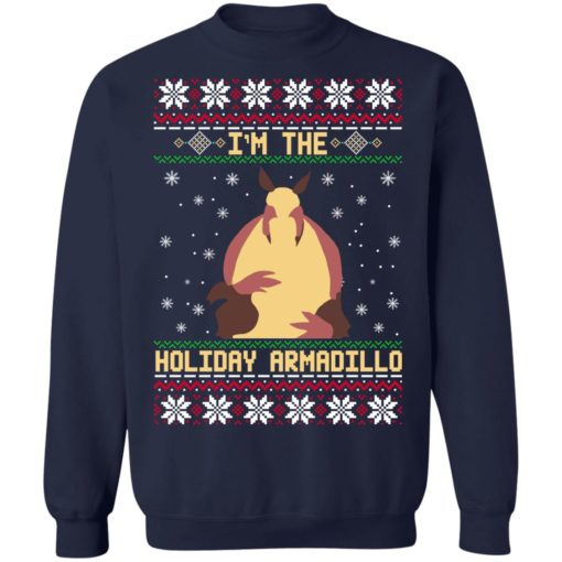 In the holiday Armadillo Christmas sweater