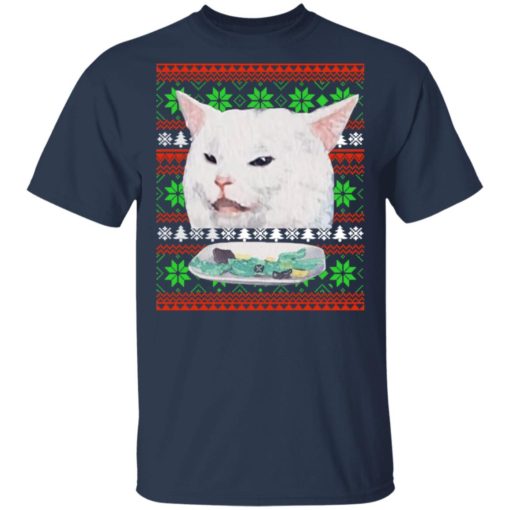 Cat Woman Yelling at cat Christmas sweater