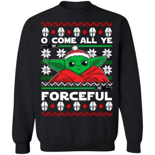 O Come All Ye Forceful Baby Yoda Christmas sweater