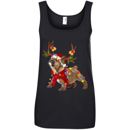 Bulldog Reindeer Christmas Light shirt