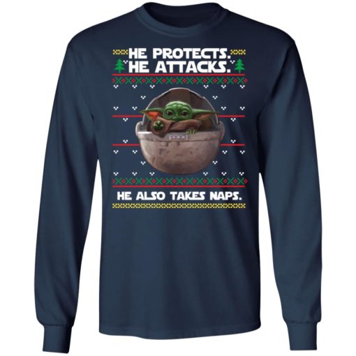 Baby Yoda He protects he also takes naps Christmas sweater