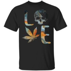 Skull love sunflower marijuana shirt