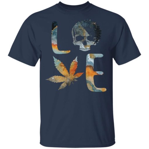 Skull love sunflower marijuana shirt