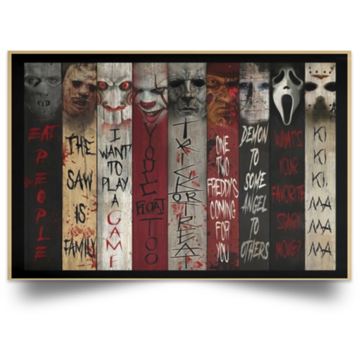 Horror movie character quotes poster, wall art