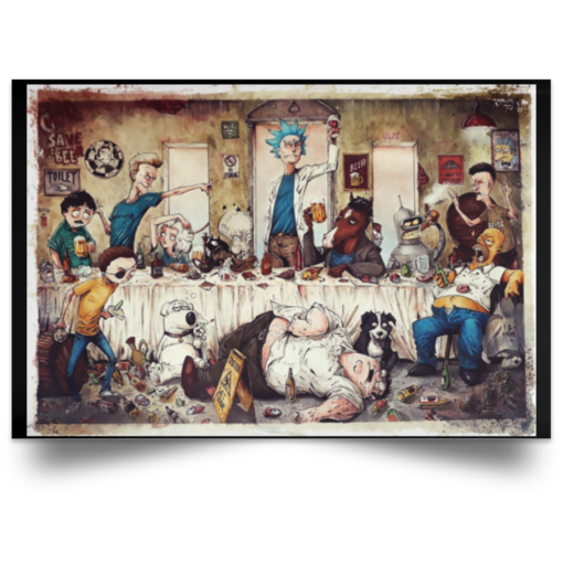 The last supper evil Rick and Morty Beavis Butthead South Park poster, canvas