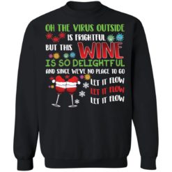 Oh the virus outside is frightful but this wine is so delightful Christmas sweatshirt