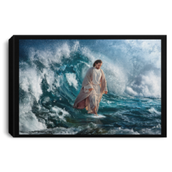 Jesus walking on the beach poster, canvas