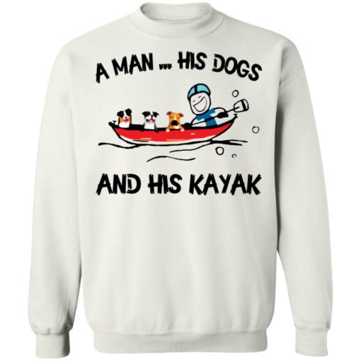 A man his dog and his kayak shirt