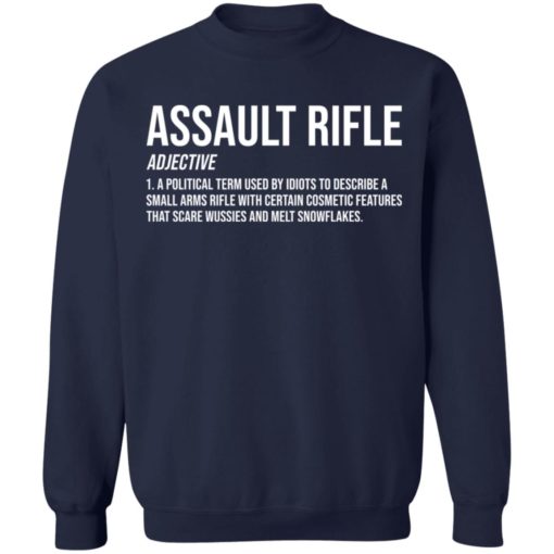 Assault rifle adjective a political term used by idiots to describe a small arms rifle shirt