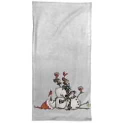 Two Snowman Wine Tipsy Christmas Towel