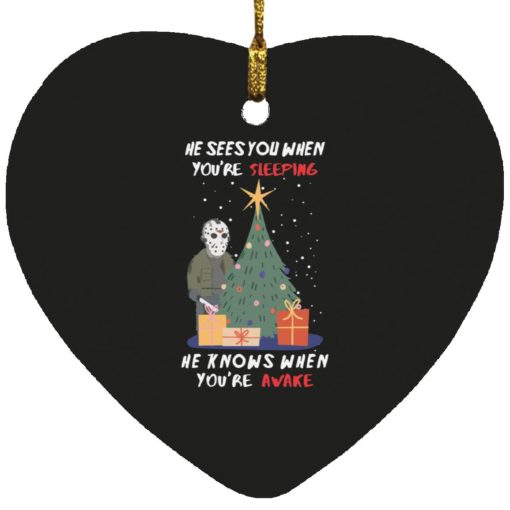 Jason Voorhees he sees you when you’re sleeping Christmas ornament
