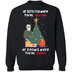 Jason Voorhees he sees you when you're sleeping Christmas shirt