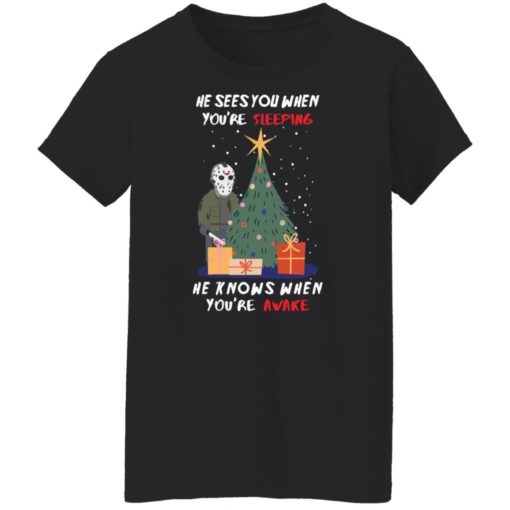 Jason Voorhees he sees you when you’re sleeping Christmas shirt