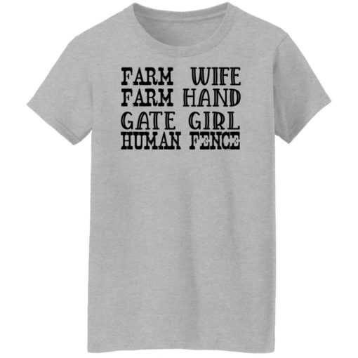 Farm wife farm hand gate girl human fence shirt