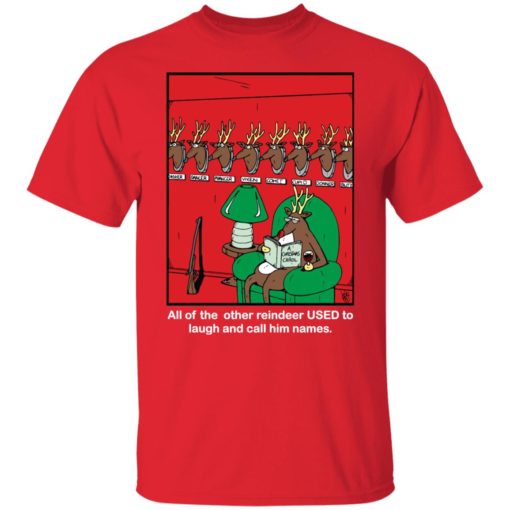 Reindeer all of the other reindeer used to laugh and call him names shirt