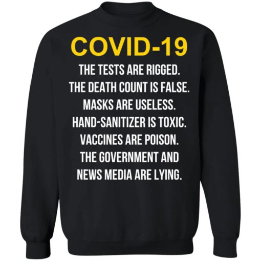 Covid 19 the tests are rigged the death count is false masks shirt