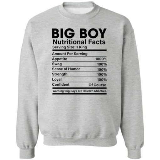 Big boy nutritional facts shirt