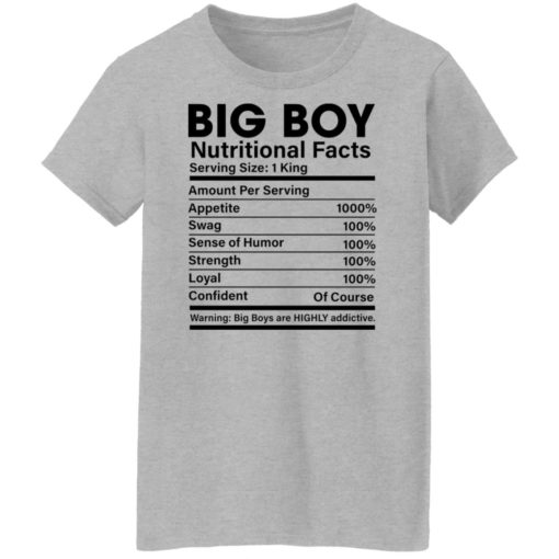 Big boy nutritional facts shirt