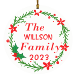 Custom personalized family name Christmas ornament