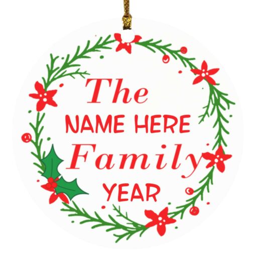 Custom personalized family name Christmas ornament