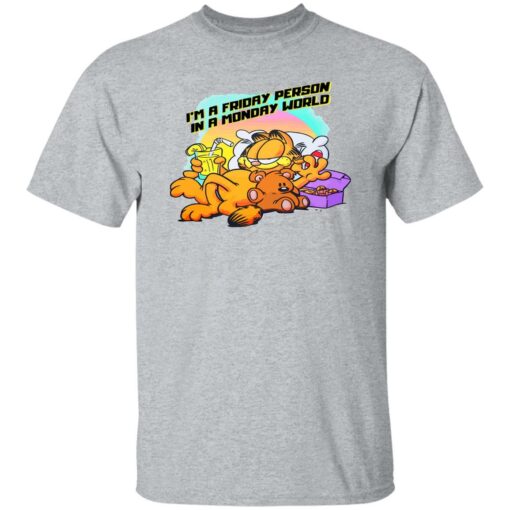 Garfield i’m a friday person in a monday world shirt