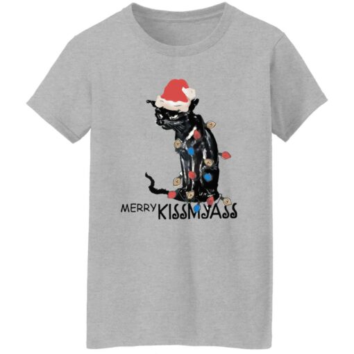 Retro Christmas Cat Merry Kissmyass Print Sweatshirt